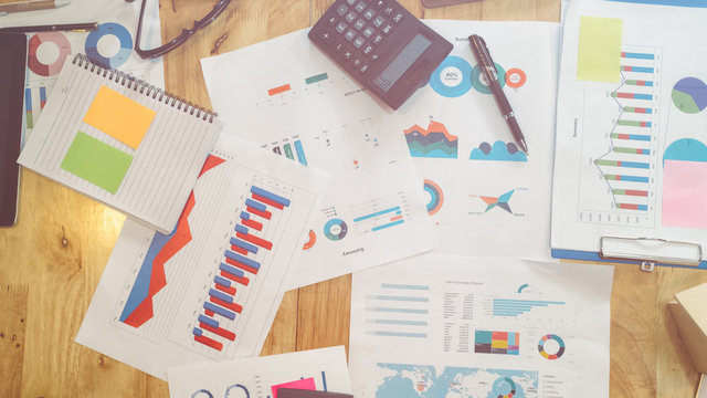 Looking for direction and inspiration, Business working at an office, Office desk table with computer, supplies, flower. Top view. Copy space for text, love job vintage