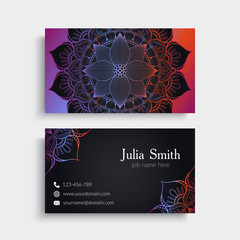 Business Card. Vintage decorative elements. Ornamental floral business cards or invitation with mandala