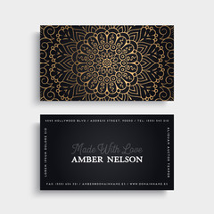Naklejka premium Business Card. Vintage decorative elements. Ornamental floral business cards or invitation with mandala