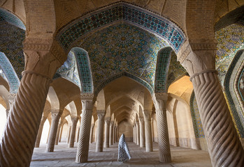 Woman in Veil Passing through Shabestan of Vakil Mosque in Shiraz