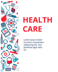 Flat line design website banner of health care, clinic and hospital facilities. Modern vector illustration for web design, marketing and print material.