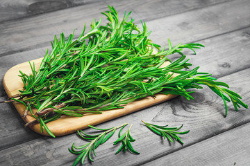 Rosemary on wooden table