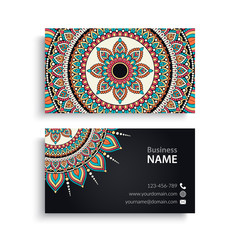 Business Card. Vintage decorative elements. Ornamental floral business cards or invitation with mandala