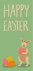 Happy Easter card with bunny and eggs
