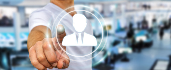 Businessman using digital social network 3D rendering