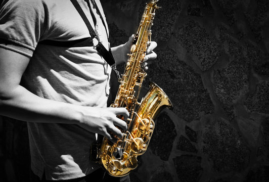 Man playing on saxophone