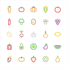 fruits and vegetable Line icons vector illustration