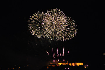 Festive fireworks over the old castle - Brno, Czech Republic