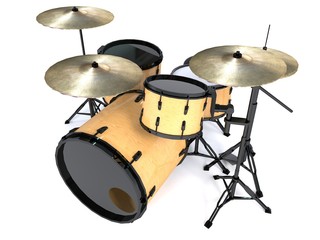 drums with wood texture and black stand 3d rendering 