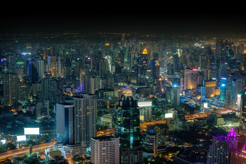 Fototapeta na wymiar Bangkok, panorama of the city at night