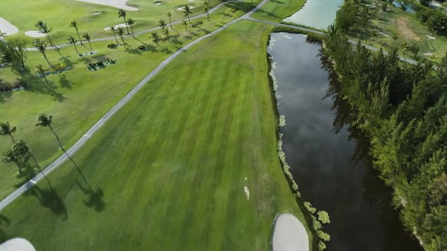 Golf course aerial view. Luxury golf court in Punta Cana, Dominican Republic
