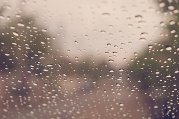 Water drops on glass after rain. (vintage)