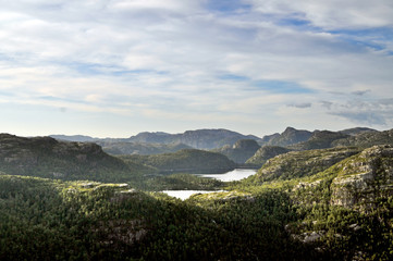 Naklejka premium Mountainous landscape with a lake in the south of Norway.
