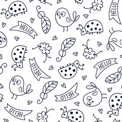 Doodles cute seamless pattern