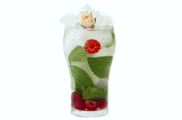 Mojito isolate. Crimson mojito, refreshing mojito.