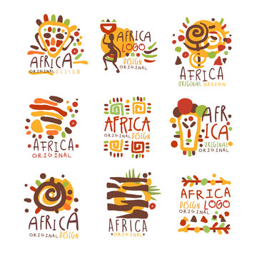 Africa logo original design. Travel to Africa colorful hand drawn vector llustrations