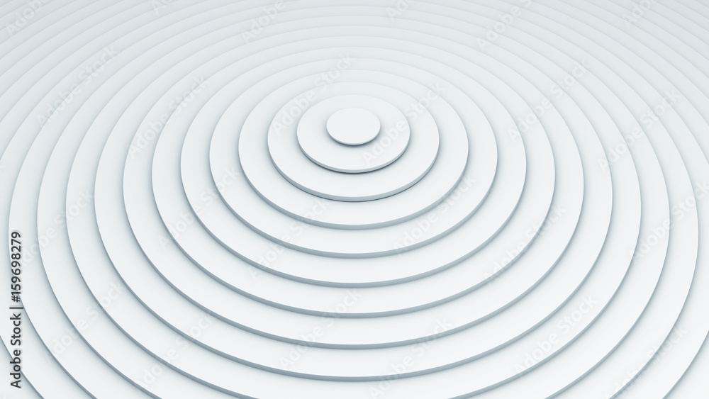 Poster white concentric circles abstract 3d render