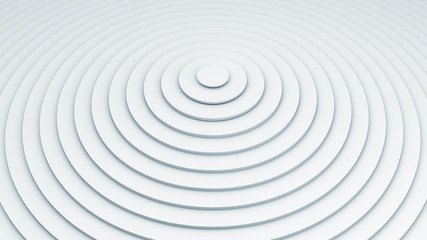 White concentric circles abstract 3D render