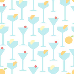 Glasses with cocktails seamless vector background