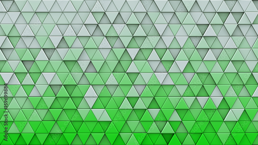Poster white green gradient triangles extruded 3d render