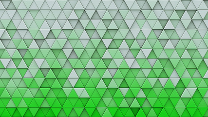 White green gradient triangles extruded 3D render