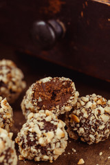 Homemade hazelnut truffle candies