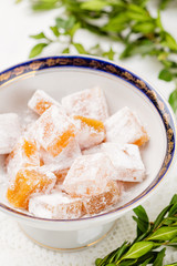 Top view of Turkish delight (rahat lokum)