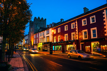 Main street of Cashel, Ireland at night