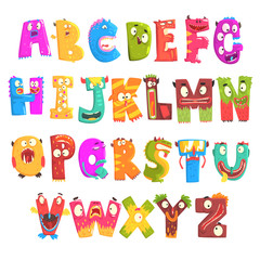 Colorful cartoon children English alphabet with funny monsters. Education and development of children detailed colorful Illustrations © topvectors