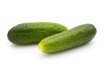 Eco cucumber on white background. Fresh vegetables.