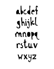 Hand cut calligraphy lettering alphabet.