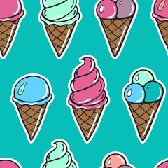 Seamless flat pattern with icecreams