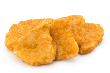 Nugget chiken on the white background.