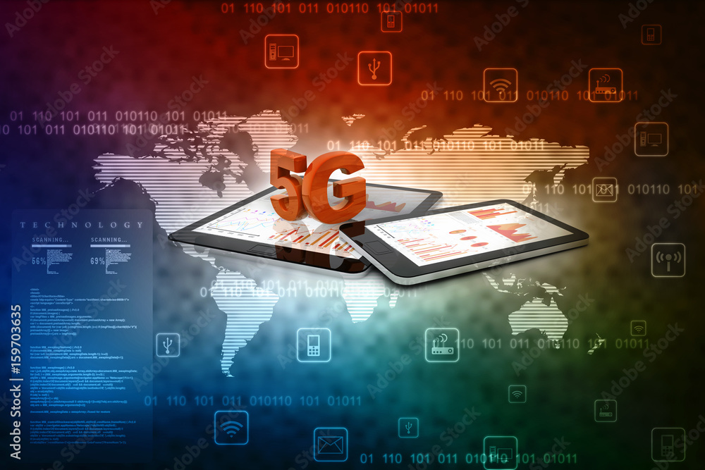 Poster 3d rendering 5g network 5g connection with data