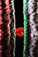 Dice and casino chips