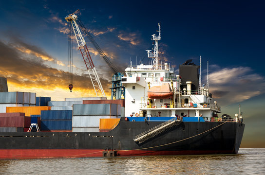 Industrial container in ocean ship