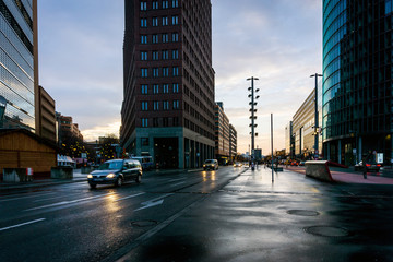 BERLIN, GERMANY- December 24, 2016: Potsdamer Platz is an important public square and traffic intersection in the centre of Berlin. December 24, 2016. BERLIN, Germany.