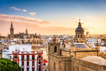 Peel and stick wall murals European Places Seville, Spain Skyline