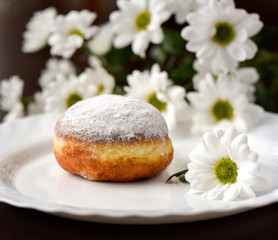 Fototapeta na wymiar Homemade donut with flowers