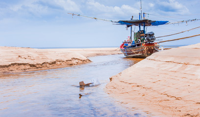 fishing boat on the beach seascape in Thailand
