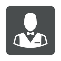 Icono plano camarero en cuadrado gris