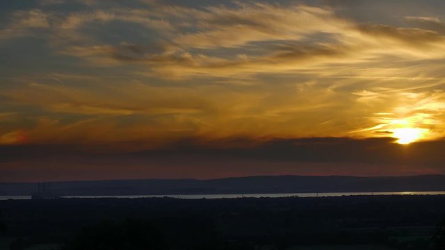 British Countryside Sunset Time Lapse - Fields. Plains & Severn Bridge, Somerset & Wales, Beautiful Golden Sky & Clouds