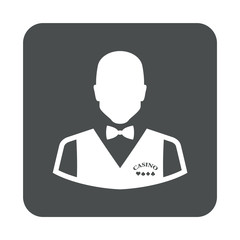 Icono plano croupier en cuadrado gris