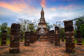 Fototapeta premium Wat Nang Phaya at Si Satchanalai Historical Park, a UNESCO World Heritage Site in Thailand