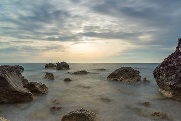 Fototapeta na wymiar Sunset at the beach in Lefkada