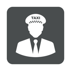 Icono plano taxista en cuadrado gris