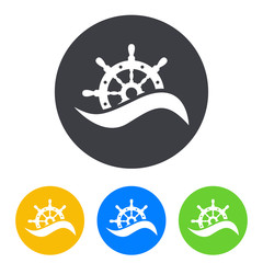 Icono plano timon con ola en circulo varios colores