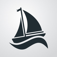 Icono plano velero con ola en fondo degradado