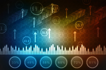 2d rendering Stock market online business concept. business Graph 