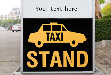 Taxi stand sign board with 
